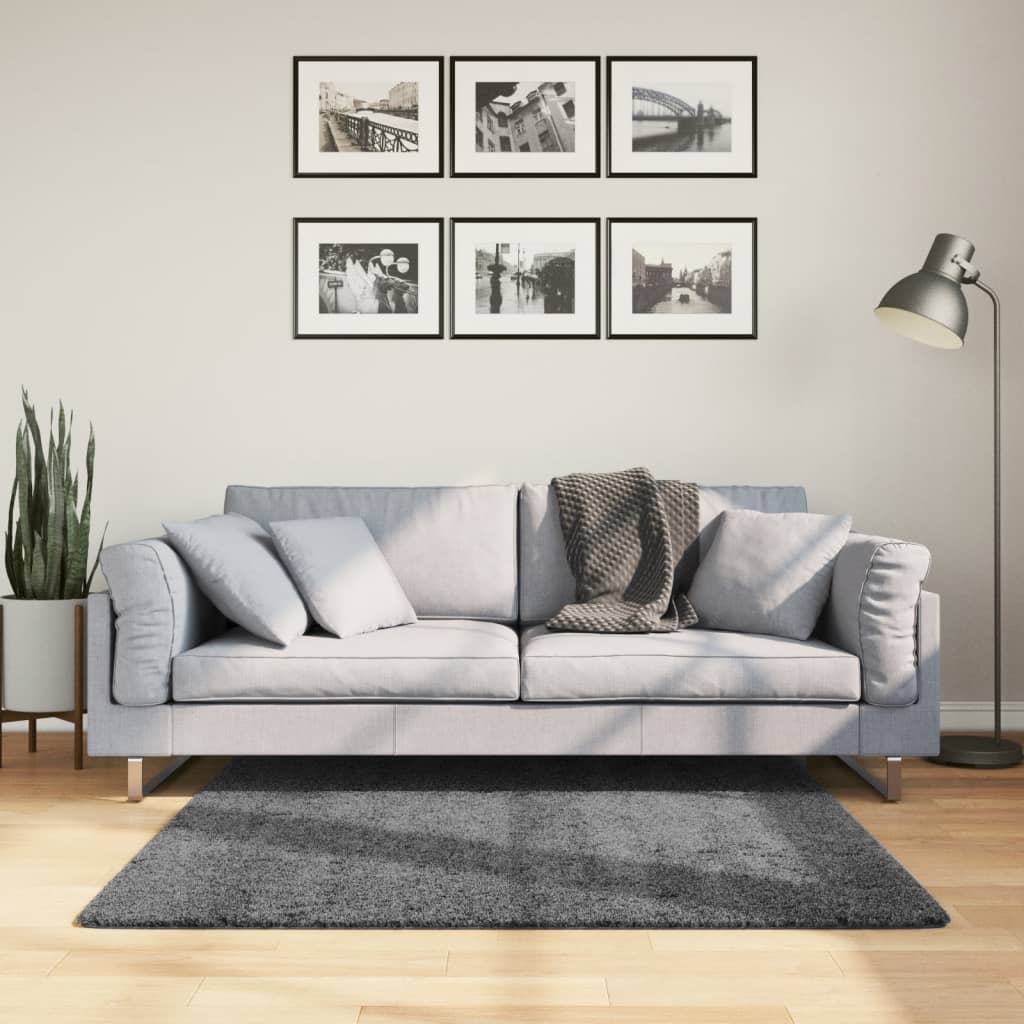 gulvtæppe OVIEDO 120x120 cm kort luv antracitgrå billede