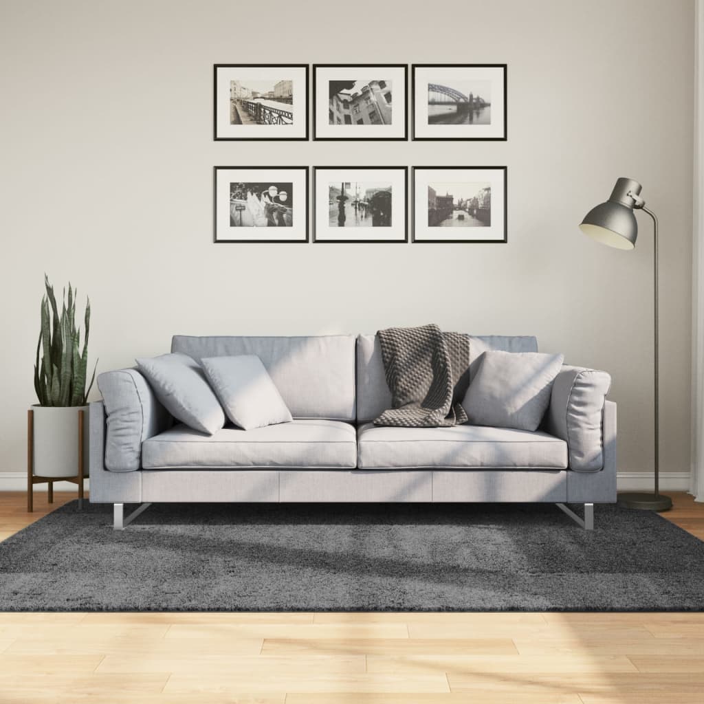gulvtæppe OVIEDO 140x200 cm kort luv antracitgrå billede
