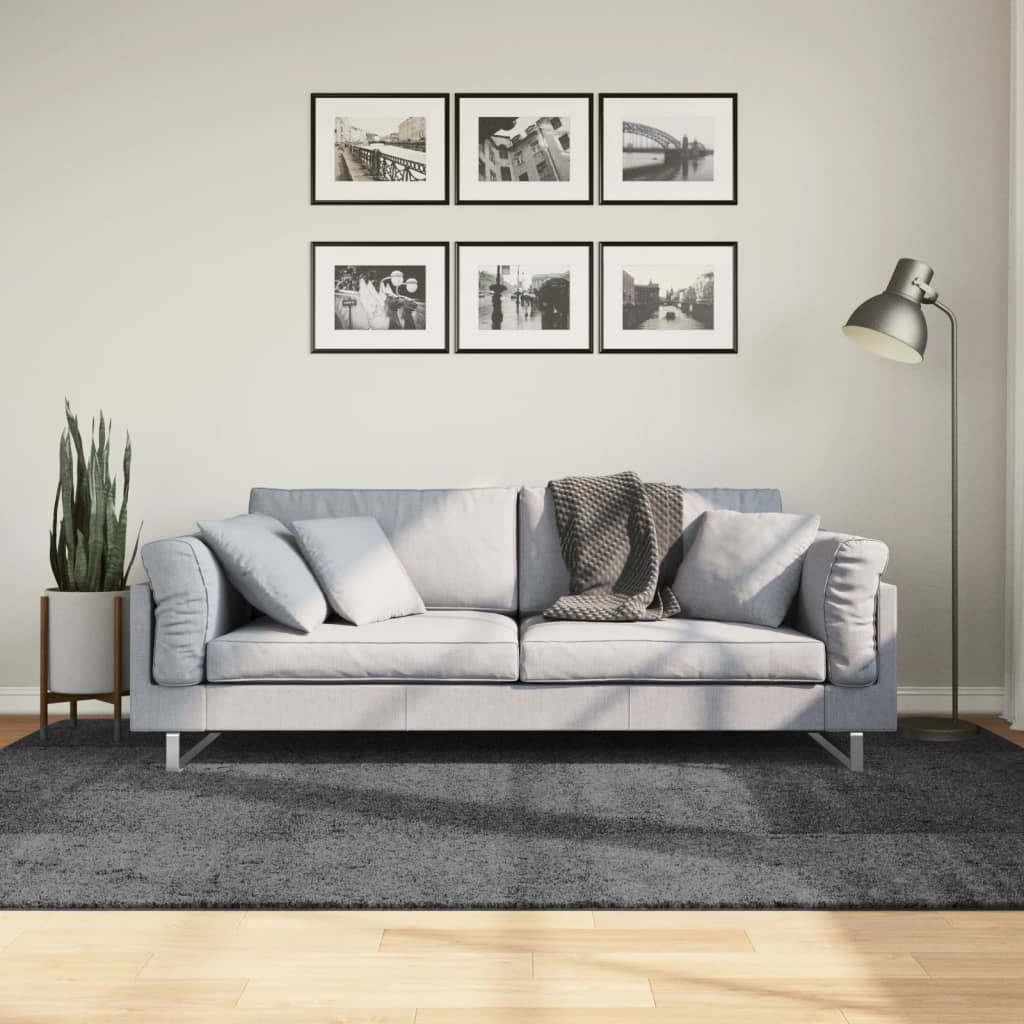 gulvtæppe OVIEDO 160x230 cm kort luv antracitgrå billede