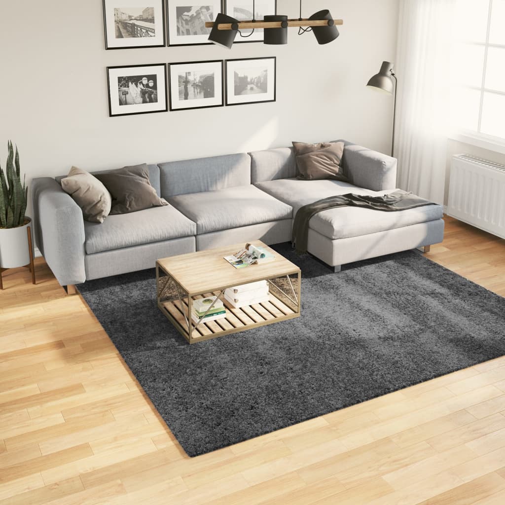 gulvtæppe OVIEDO 240x240 cm kort luv antracitgrå billede