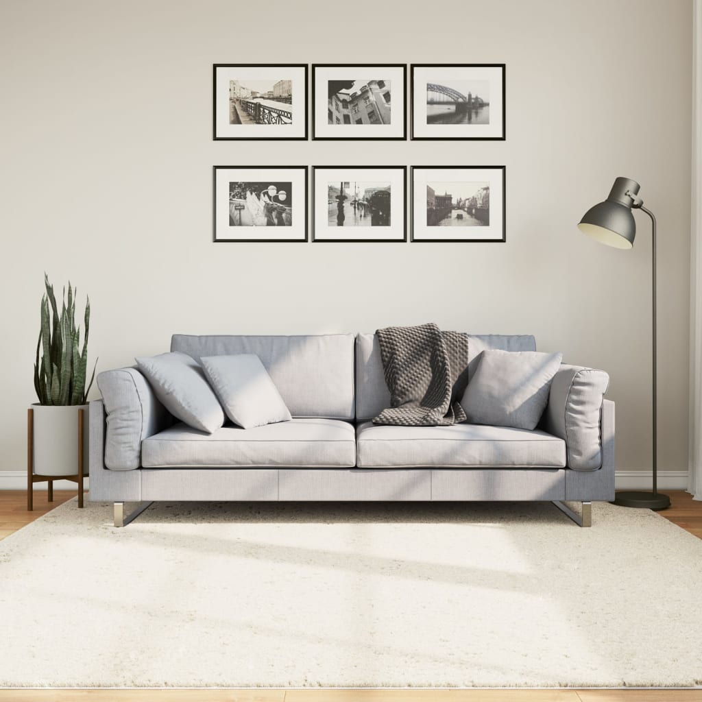 gulvtæppe OVIEDO 200x200 cm kort luv beige billede