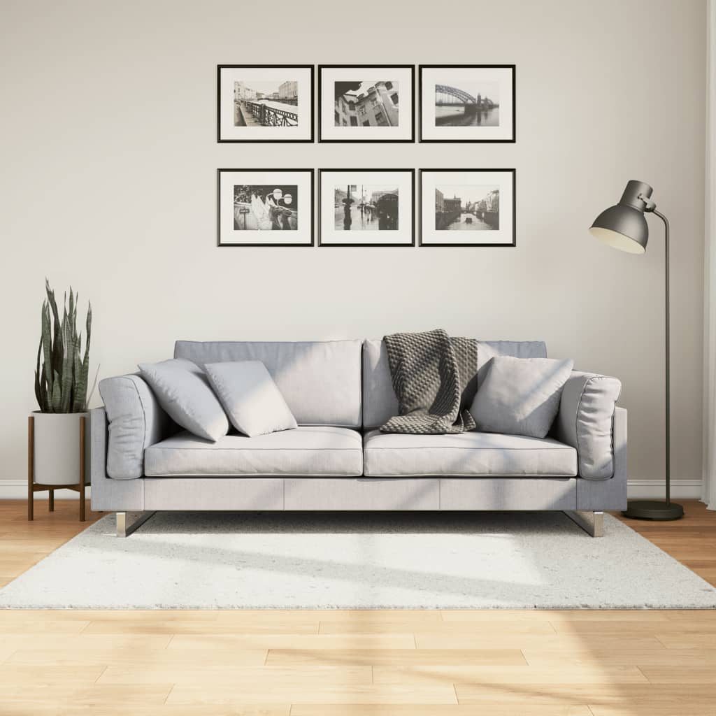 gulvtæppe OVIEDO 120x120 cm kort luv cremefarvet billede
