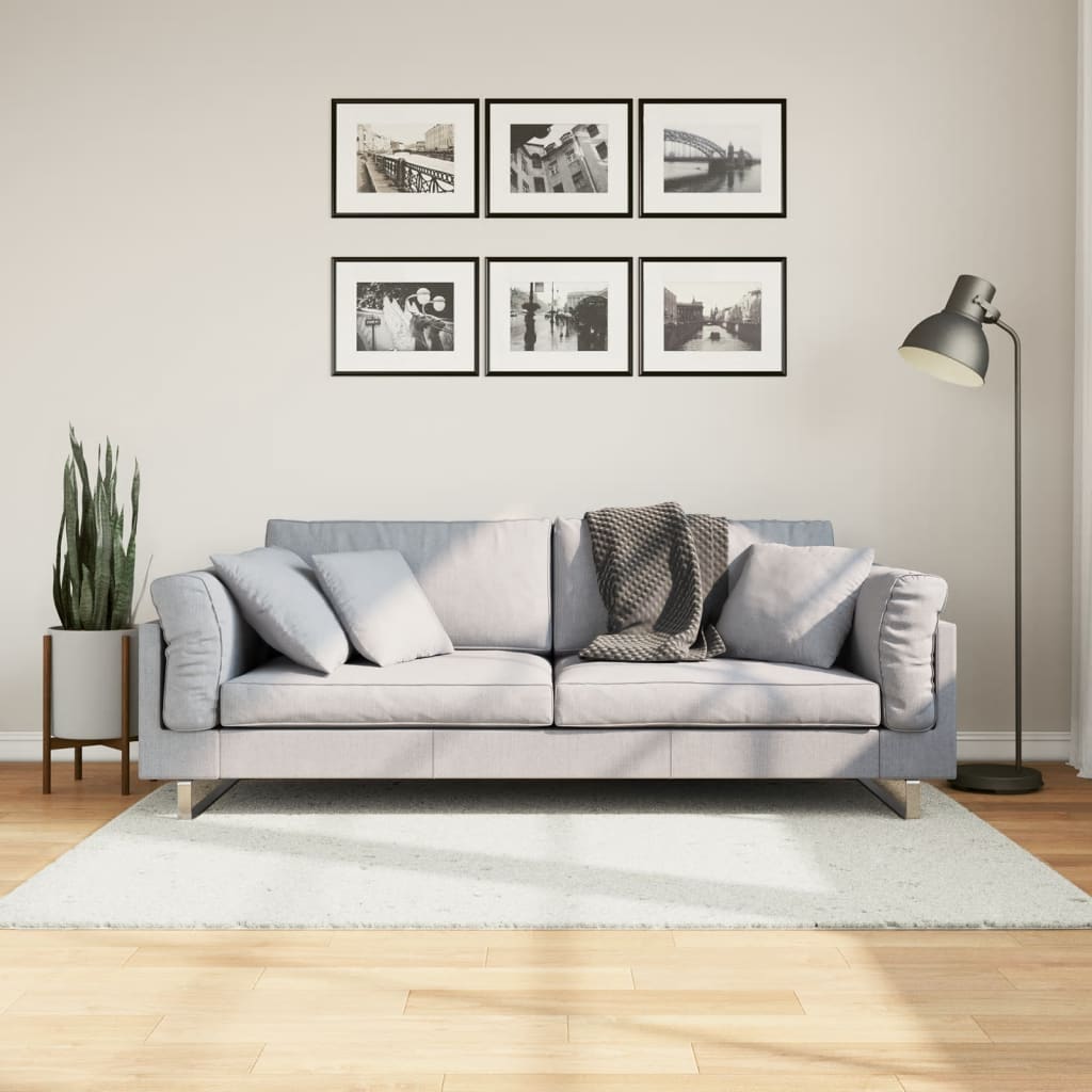 gulvtæppe OVIEDO 120x170 cm kort luv cremefarvet billede