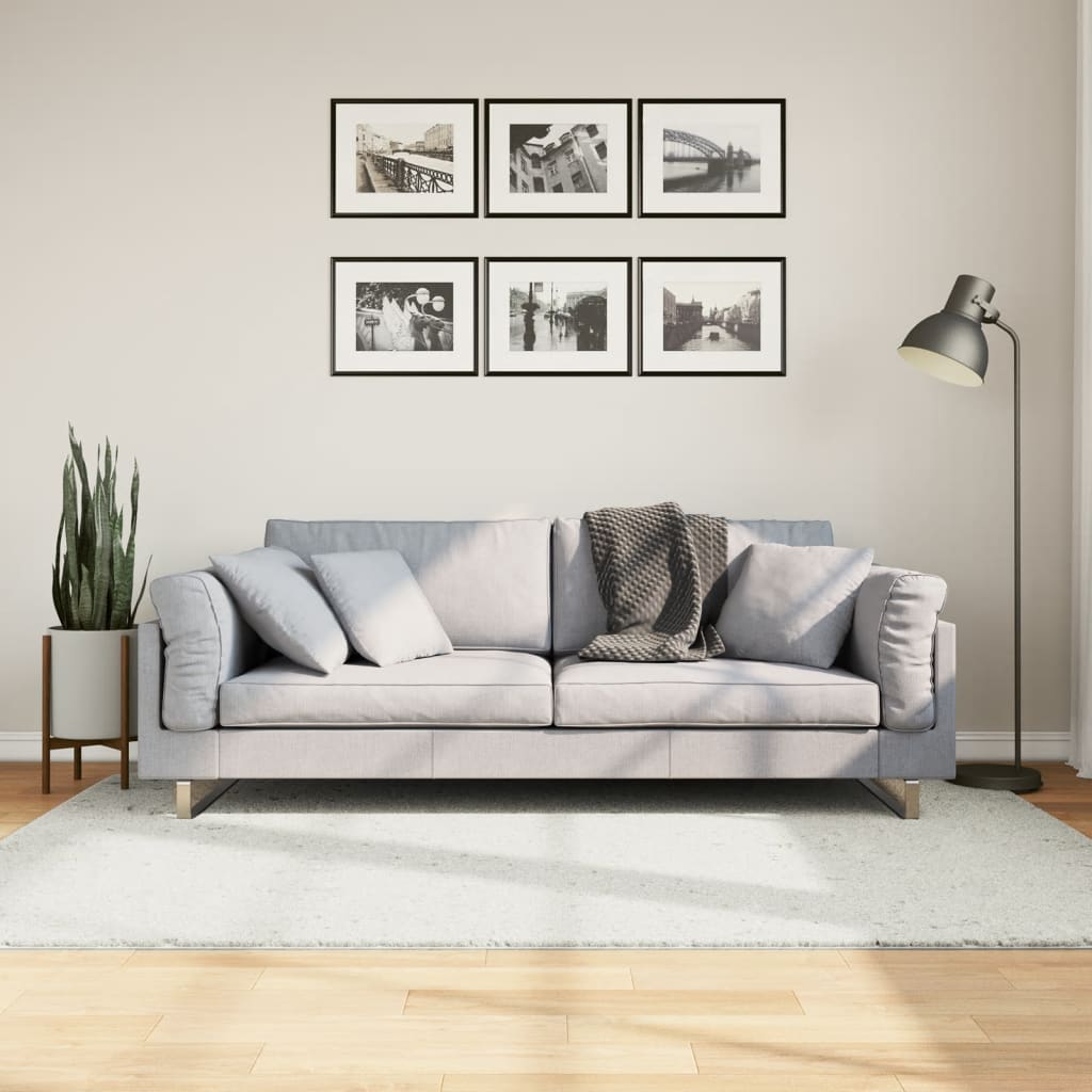 gulvtæppe OVIEDO 140x200 cm kort luv cremefarvet billede
