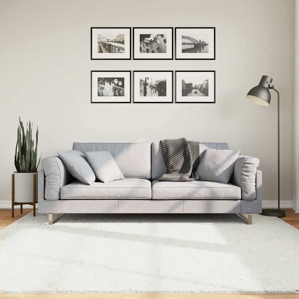 gulvtæppe OVIEDO 200x200 cm kort luv cremefarvet billede
