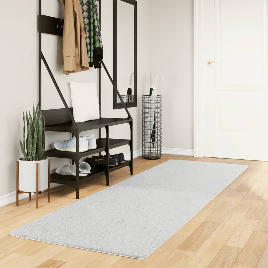 gulvtæppe OVIEDO 80x250 cm kort luv grå billede