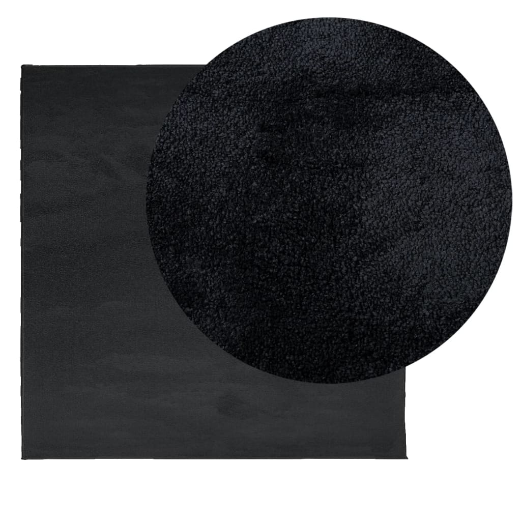 gulvtæppe OVIEDO 200x200 cm kort luv sort