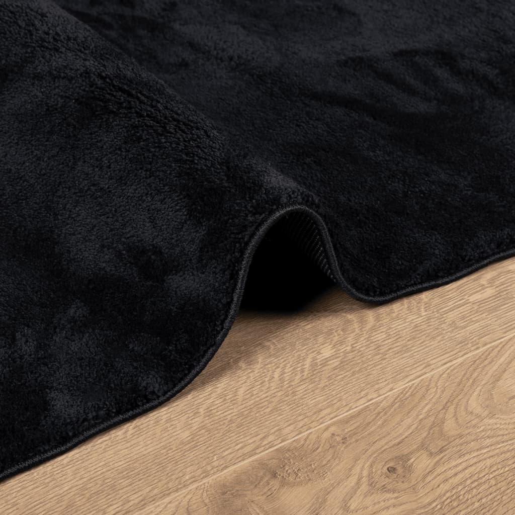 gulvtæppe OVIEDO 200x200 cm kort luv sort