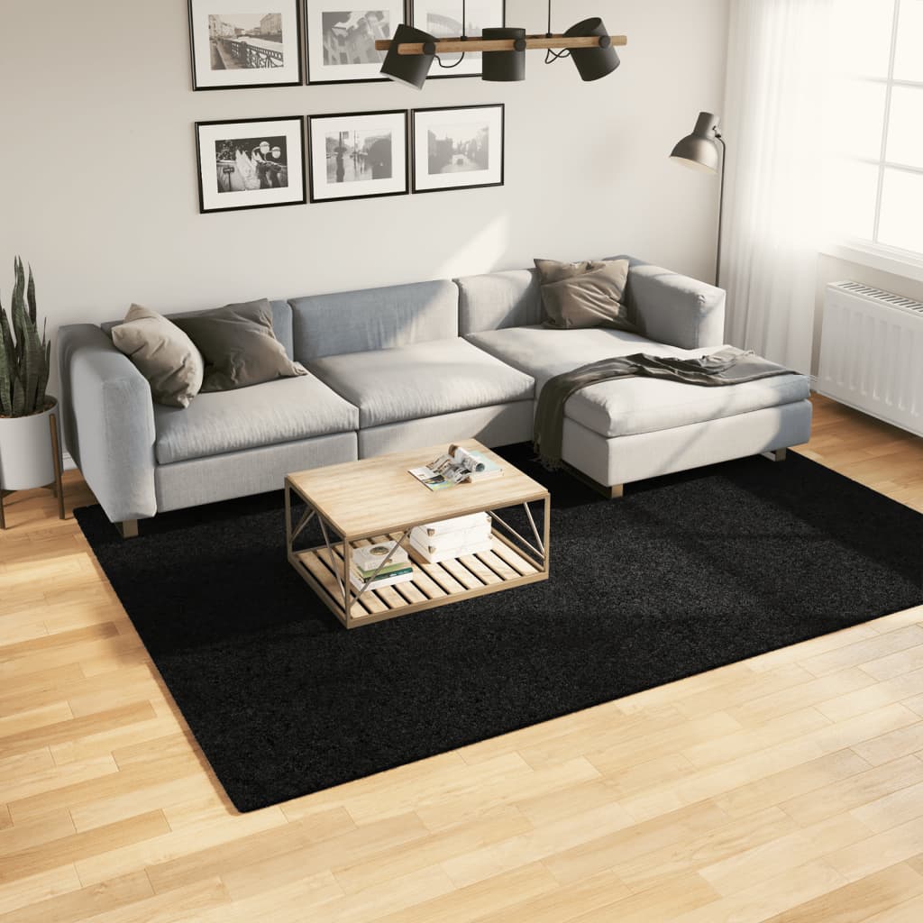 gulvtæppe OVIEDO 200x280 cm kort luv sort billede