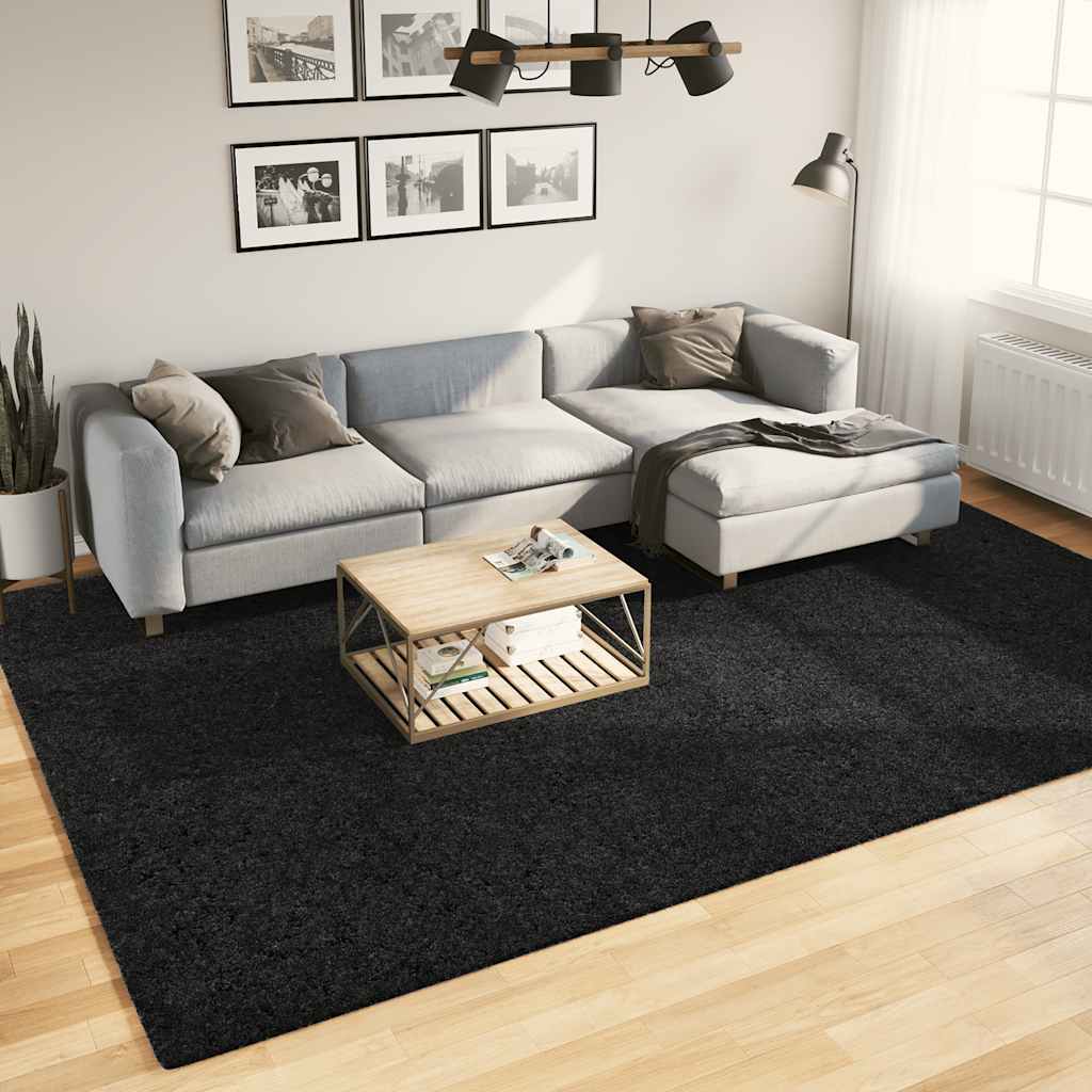 gulvtæppe OVIEDO 240x340 cm kort luv sort billede