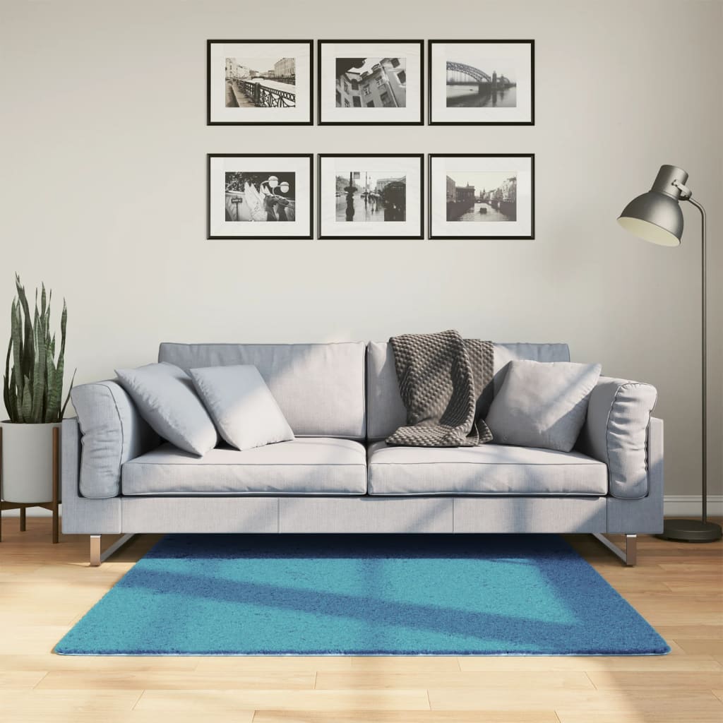 gulvtæppe OVIEDO 120x120 cm kort luv turkis billede