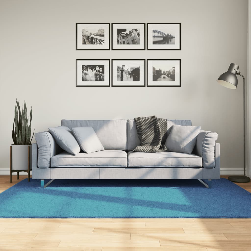 gulvtæppe OVIEDO 140x200 cm kort luv turkis billede