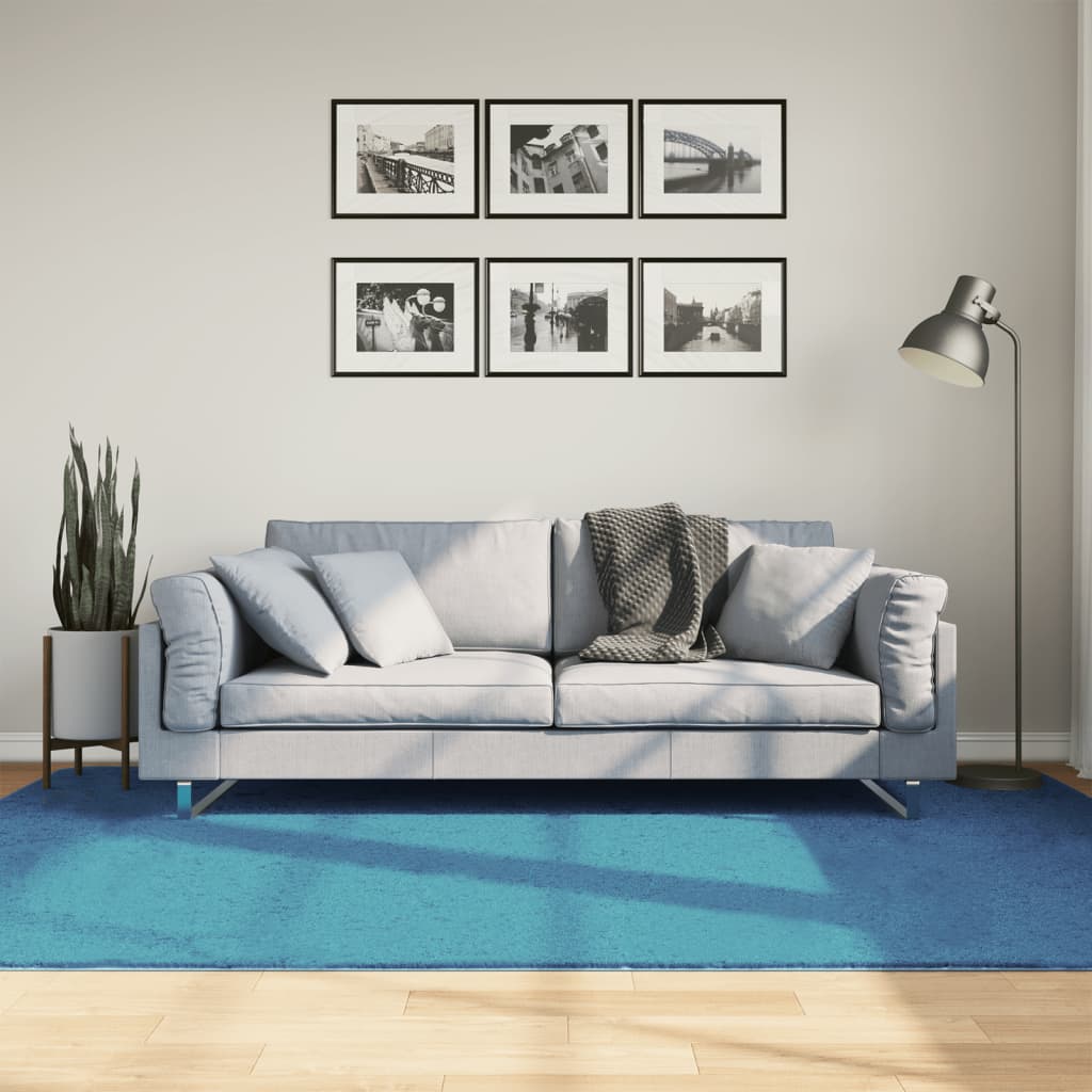 gulvtæppe OVIEDO 160x230 cm kort luv turkis billede