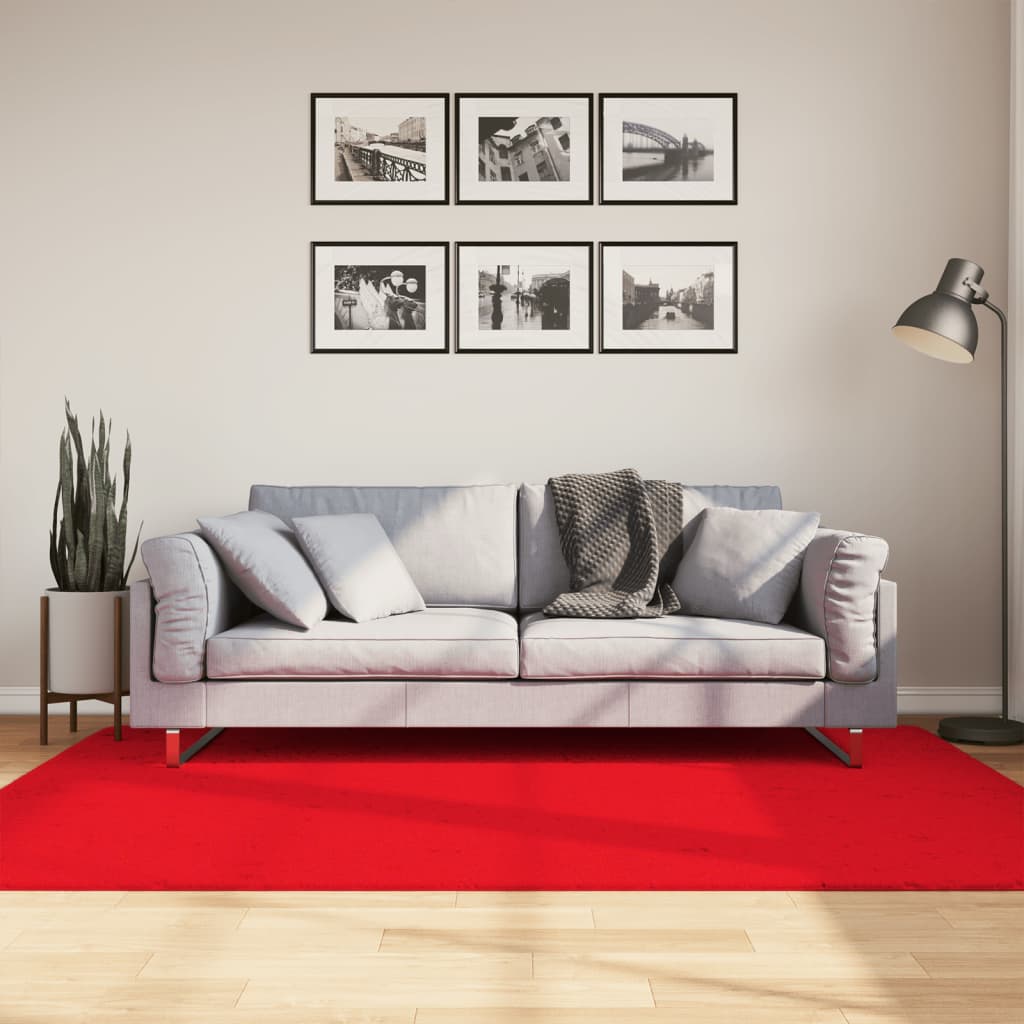 gulvtæppe OVIEDO 140x200 cm kort luv rød billede