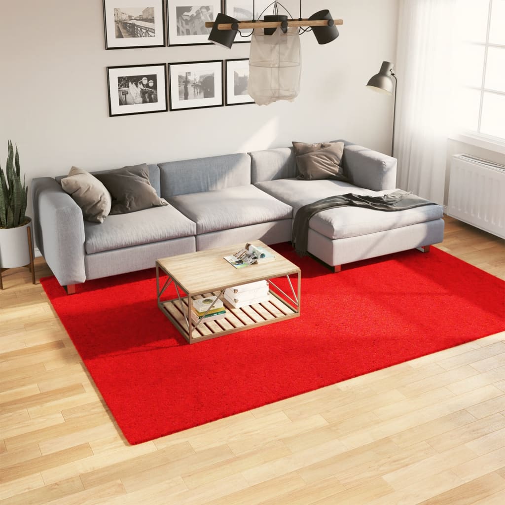 gulvtæppe OVIEDO 200x280 cm kort luv rød billede