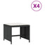 haveskammel med hynder 4 stk. 41x41x36 cm polyrattan sort