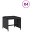 haveskammel med hynder 4 stk. 41x41x36 cm polyrattan sort