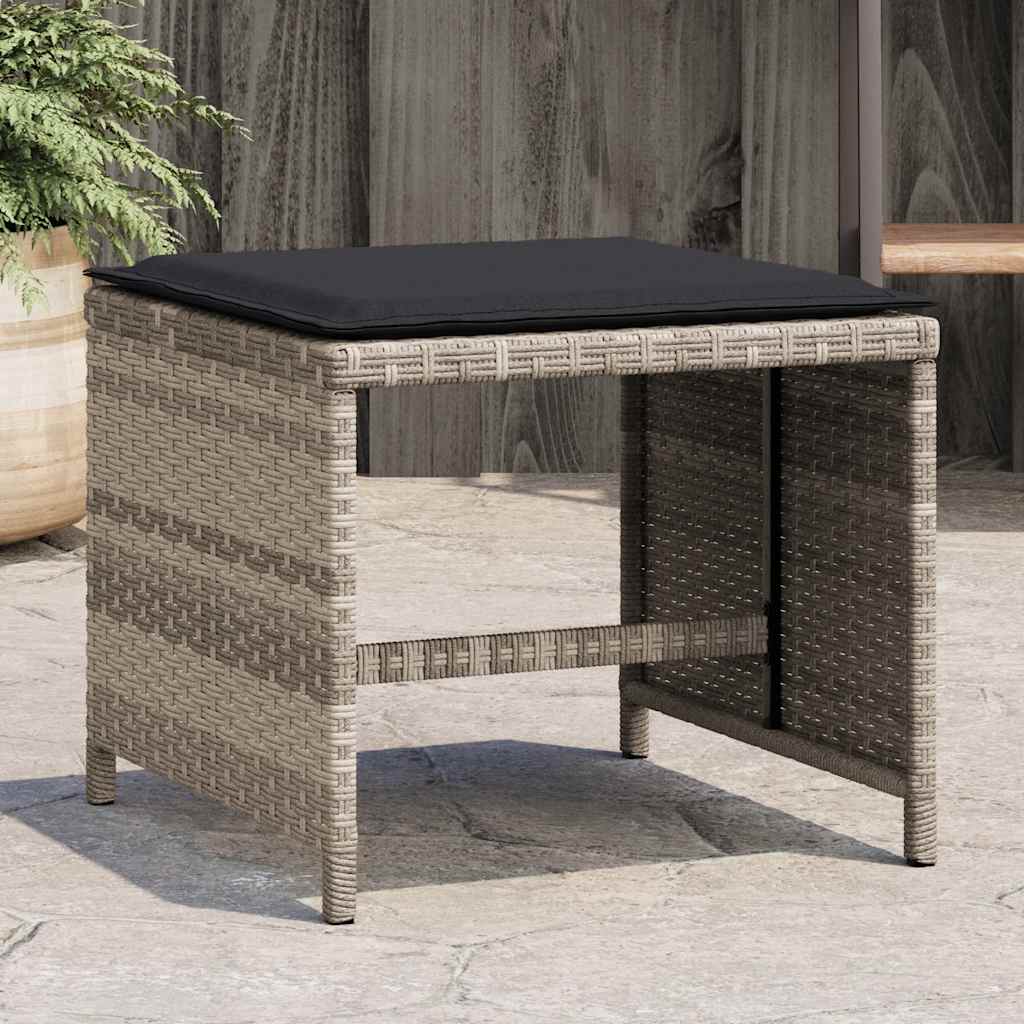 haveskamler 4 stk. med hynder 41x41x36 cm polyrattan lysegrå billede