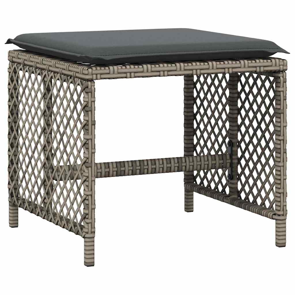haveskamler 4 stk. med hynder 41x41x36 cm polyrattan grå