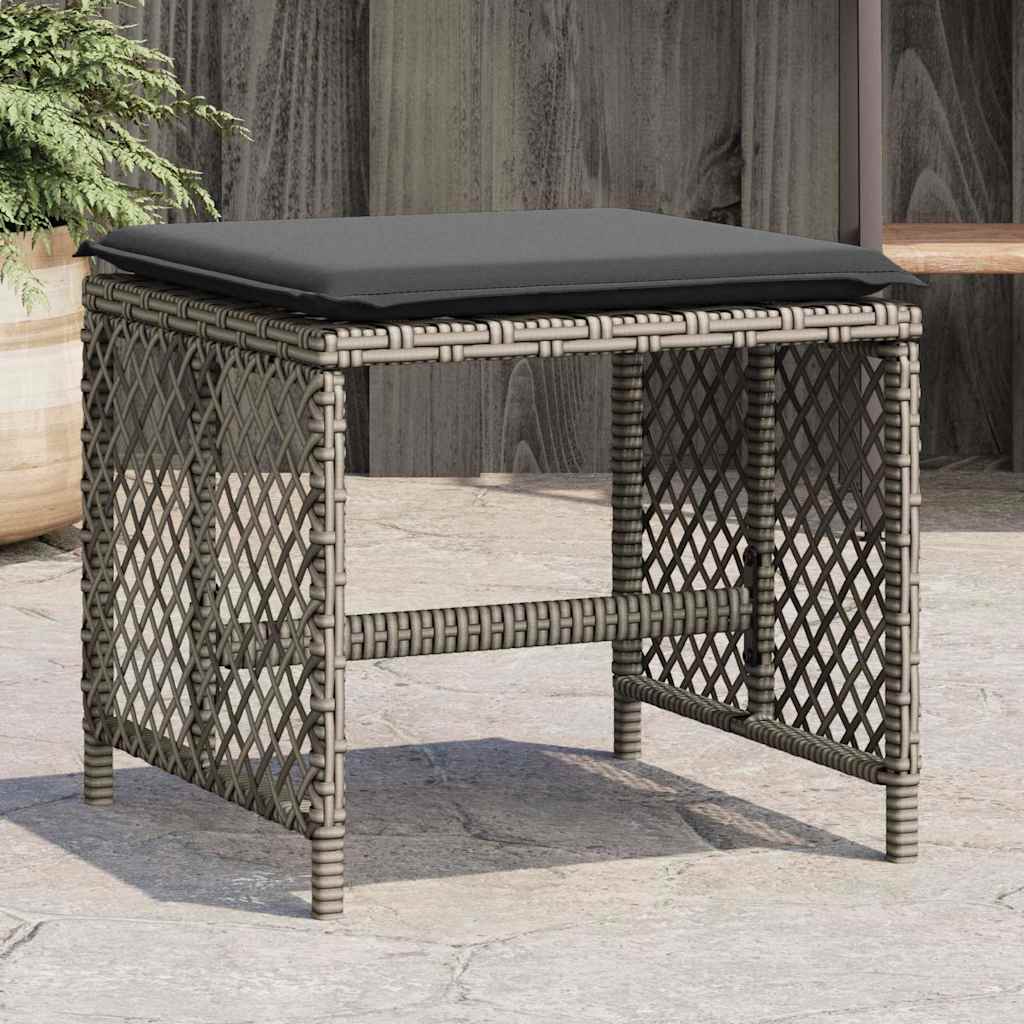haveskamler 4 stk. med hynder 41x41x36 cm polyrattan grå billede