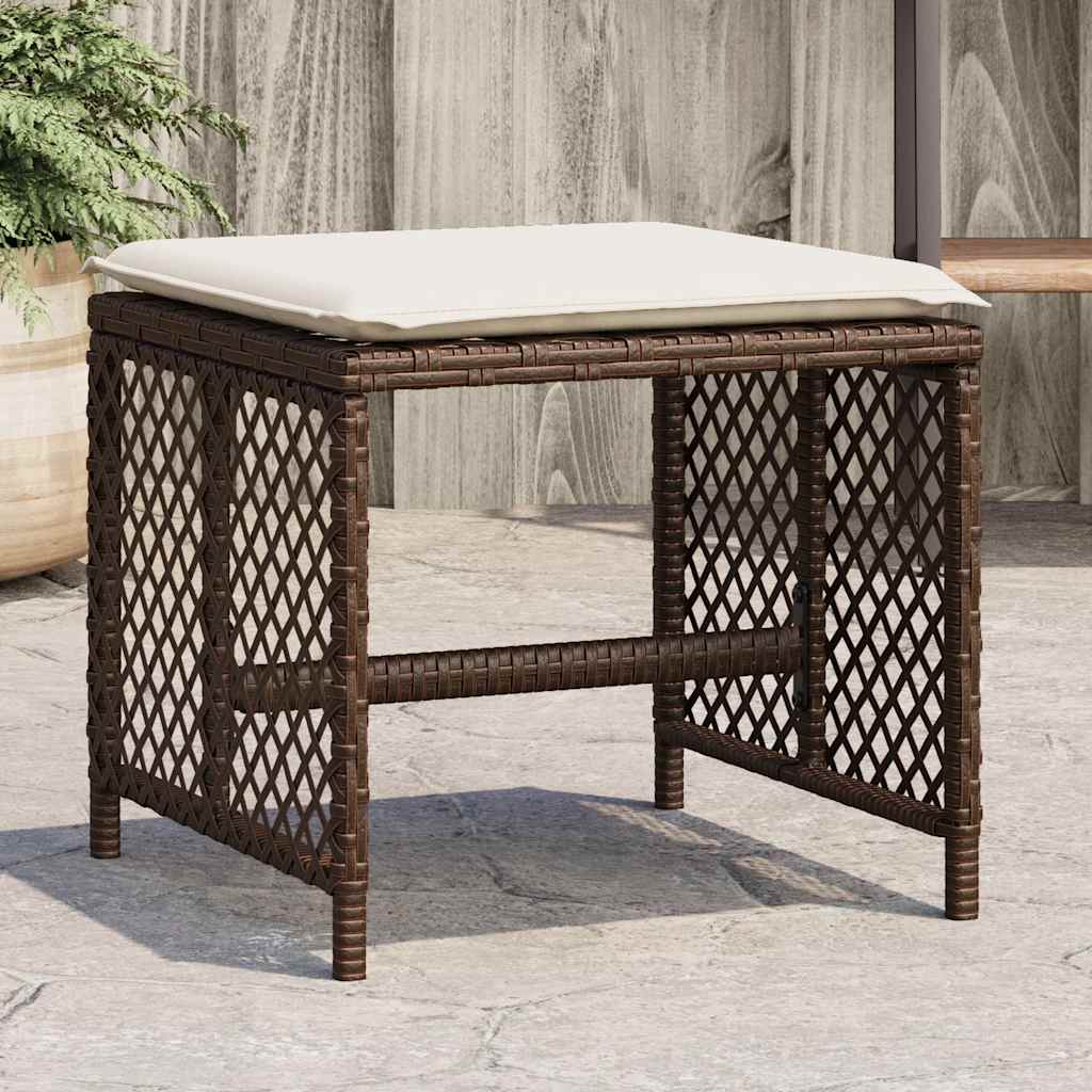 haveskamler 4 stk. med hynder 41x41x36 cm polyrattan brun billede