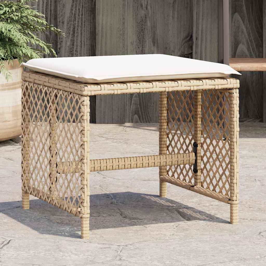 haveskamler 4 stk. med hynder 41x41x36 cm polyrattan beige billede