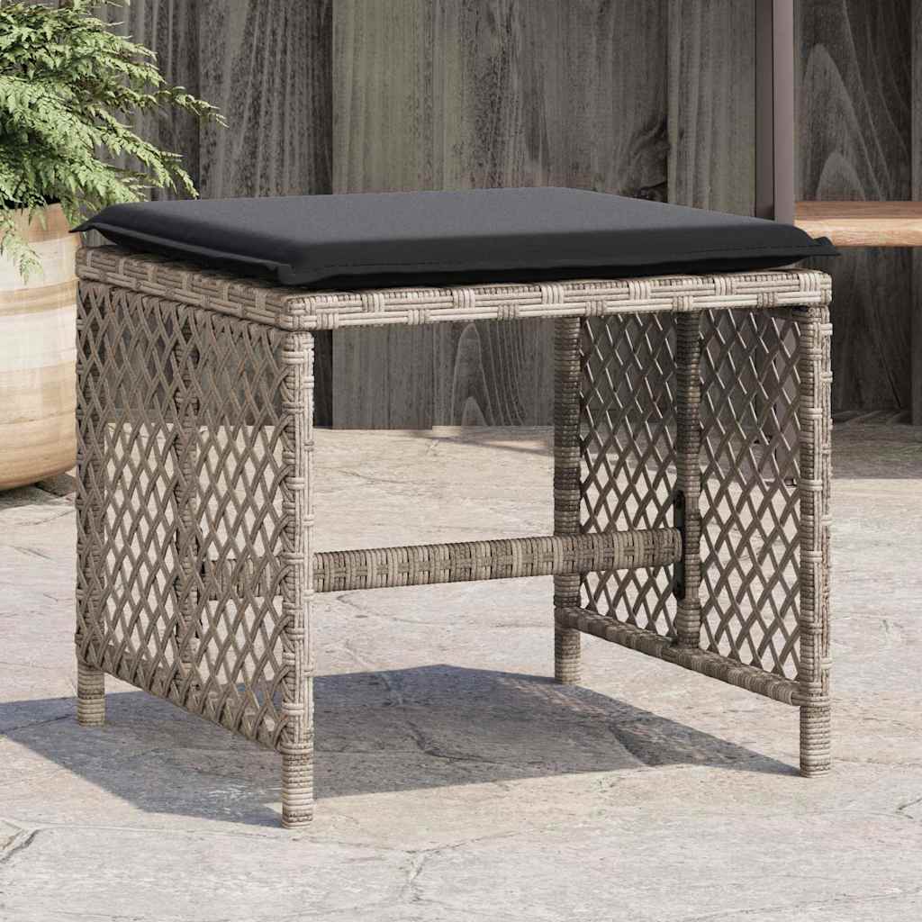 haveskamler 4 stk. med hynder 41x41x36 cm polyrattan lysegrå billede