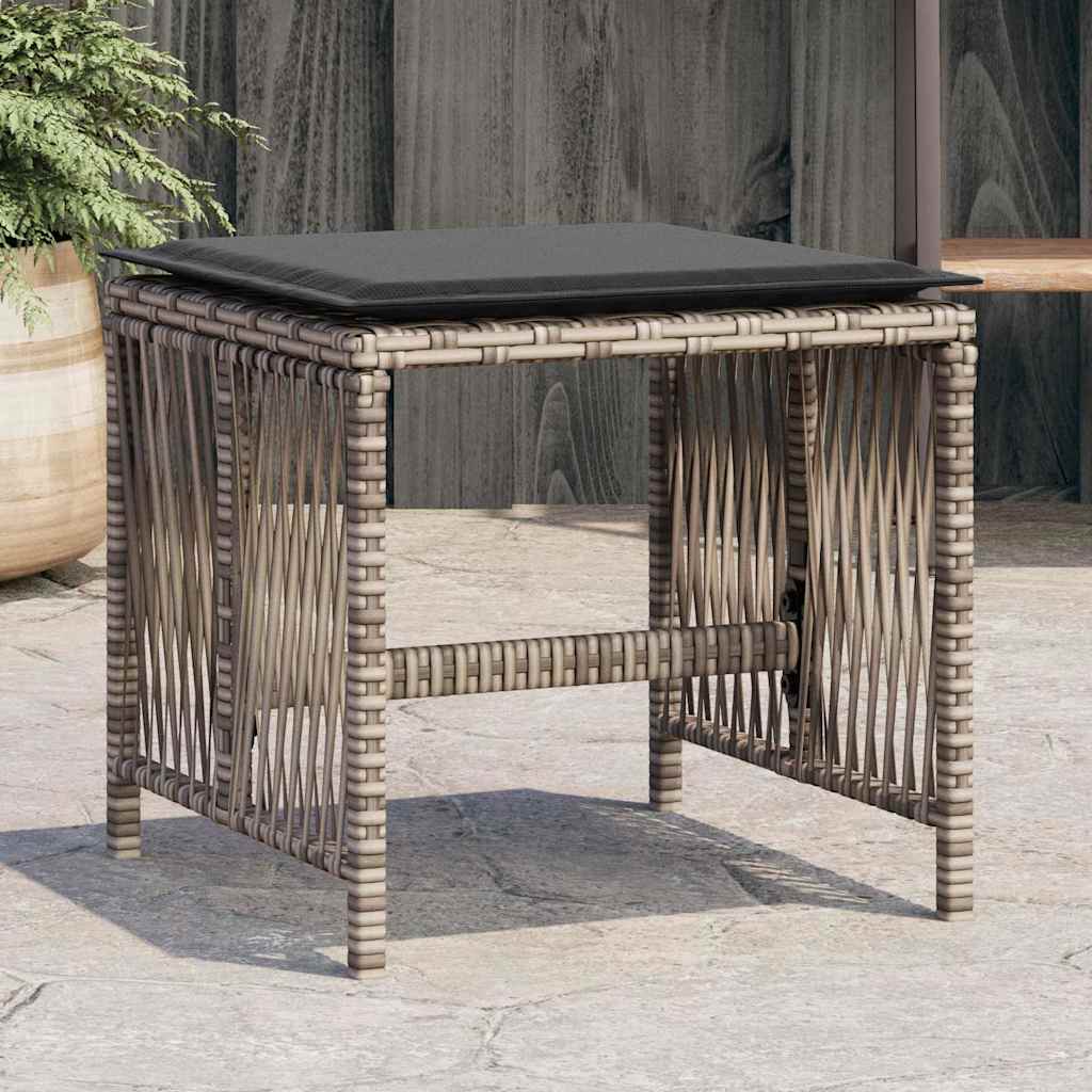 haveskamler 4 stk. med hynder 41x41x36 cm polyrattan grå billede