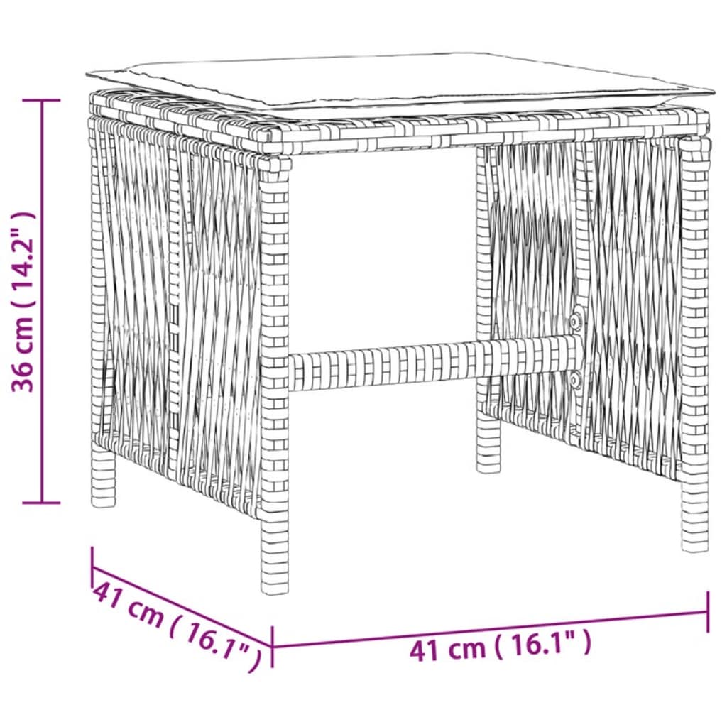 haveskamler 4 stk. med hynder 41x41x36 cm polyrattan beige