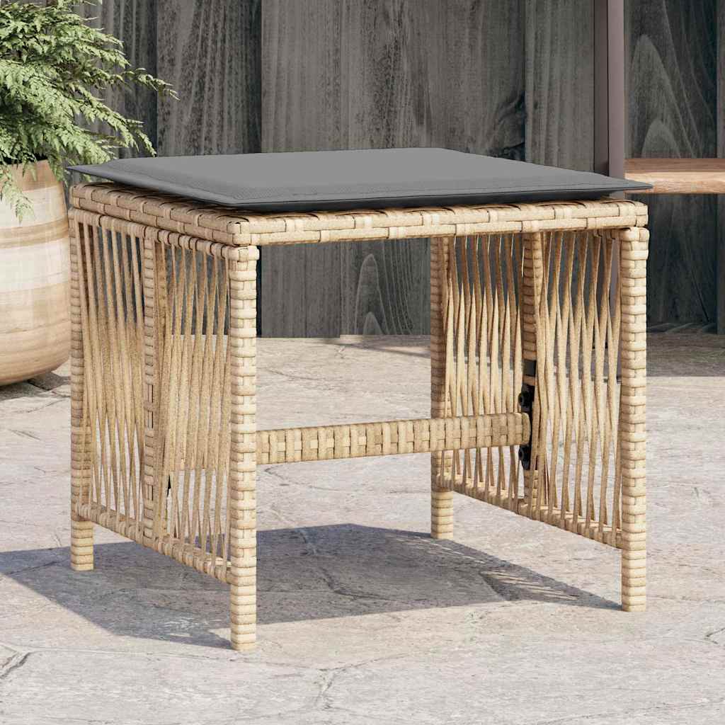 haveskamler 4 stk. med hynder 41x41x36 cm polyrattan beige billede