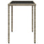 havebord med glastop 115x54x74 cm polyrattan lysegrå