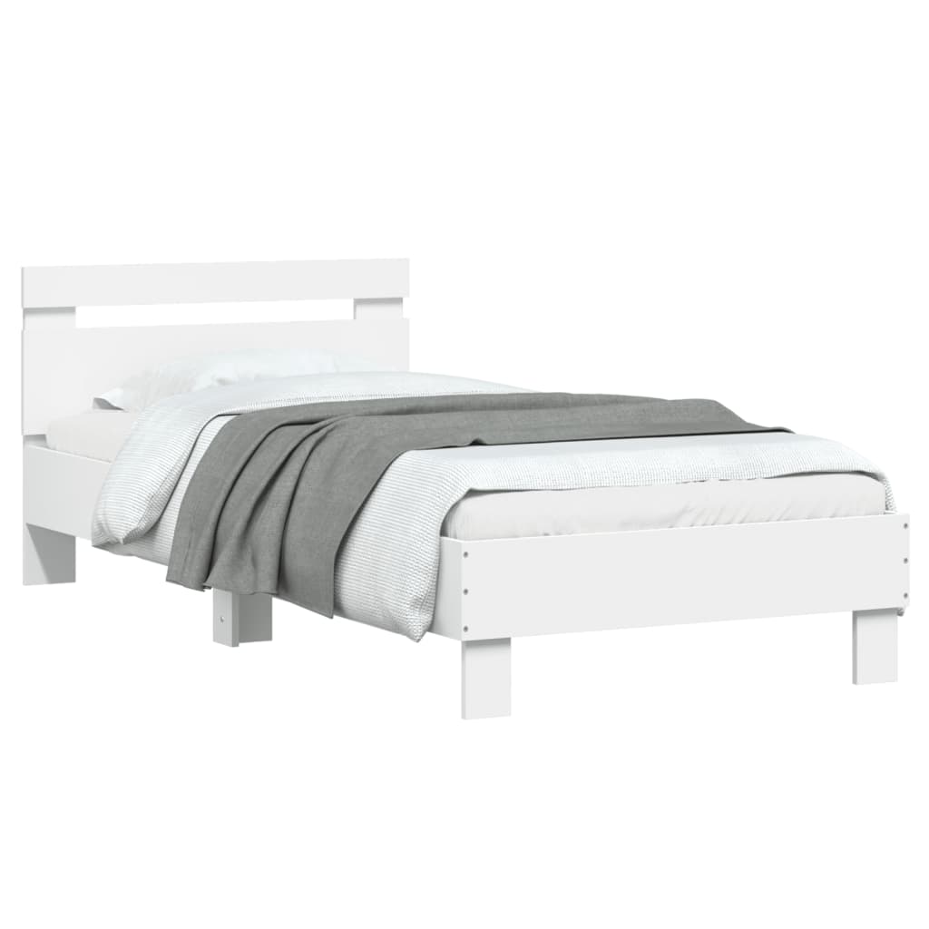sengeramme med sengegavl 90x190 cm konstrueret træ hvid