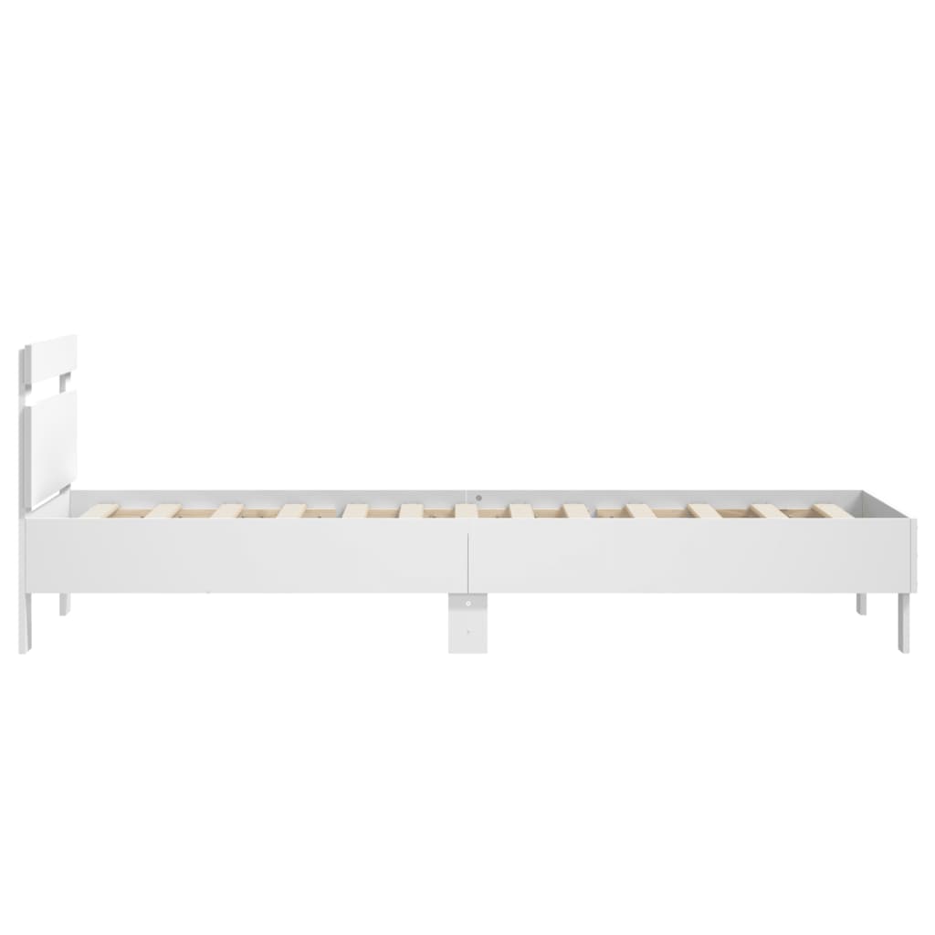 sengeramme med sengegavl 90x190 cm konstrueret træ hvid
