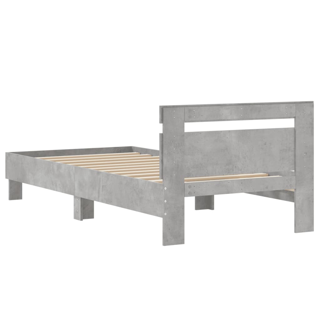sengeramme med sengegavl 75x190 cm konstrueret træ betongrå