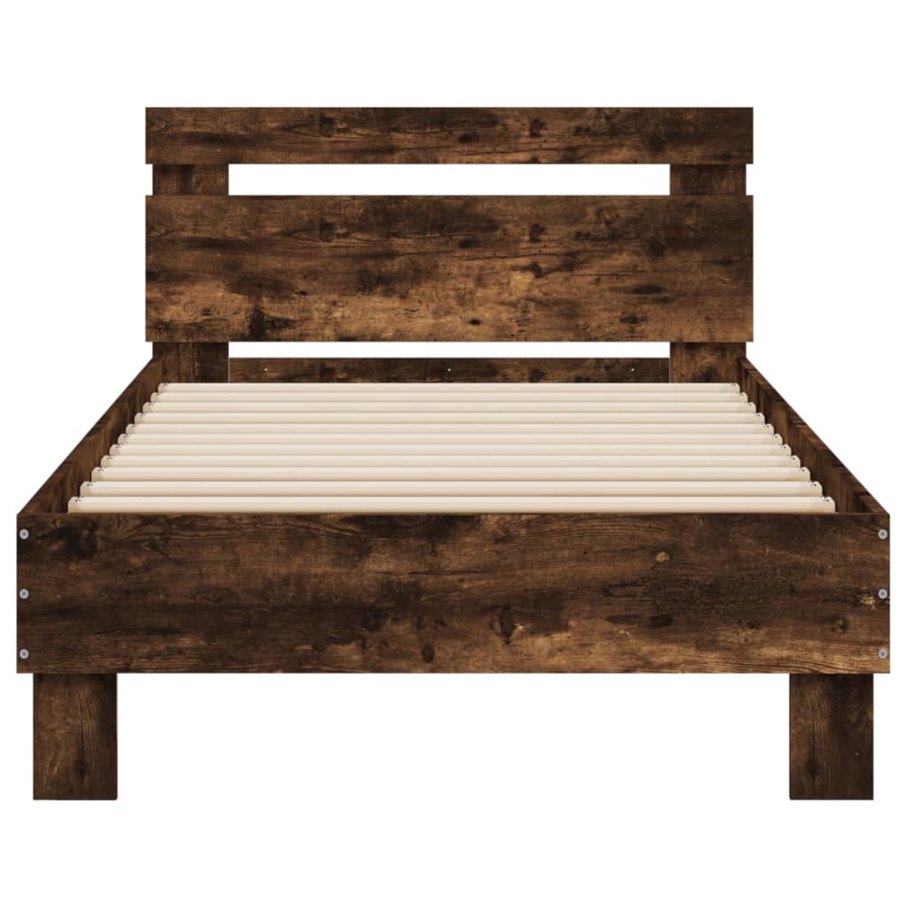 sengeramme med sengegavl 75x190 cm konstrueret træ røget eg