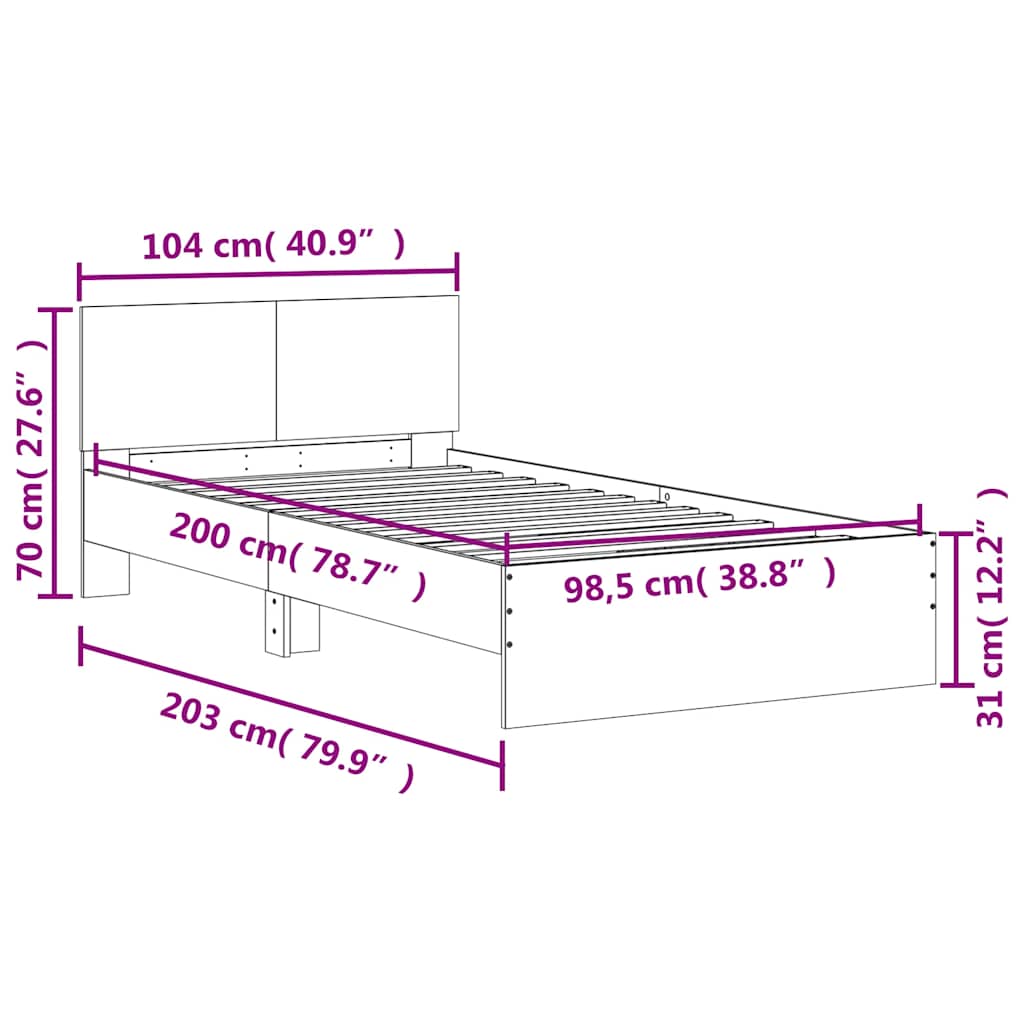 sengeramme m. sengegavl 100x200 cm uden madras sonoma-eg