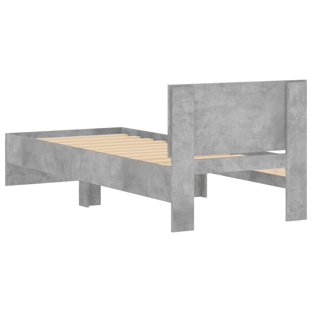 sengeramme med sengegavl 90x200 cm konstrueret træ betongrå