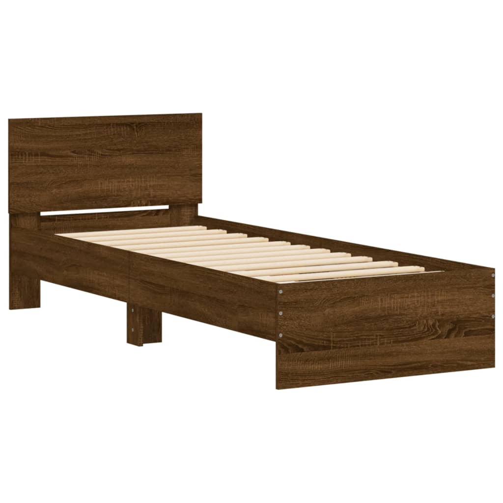 sengeramme m. sengegavl 90x200 cm uden madras brun egetræsfarve