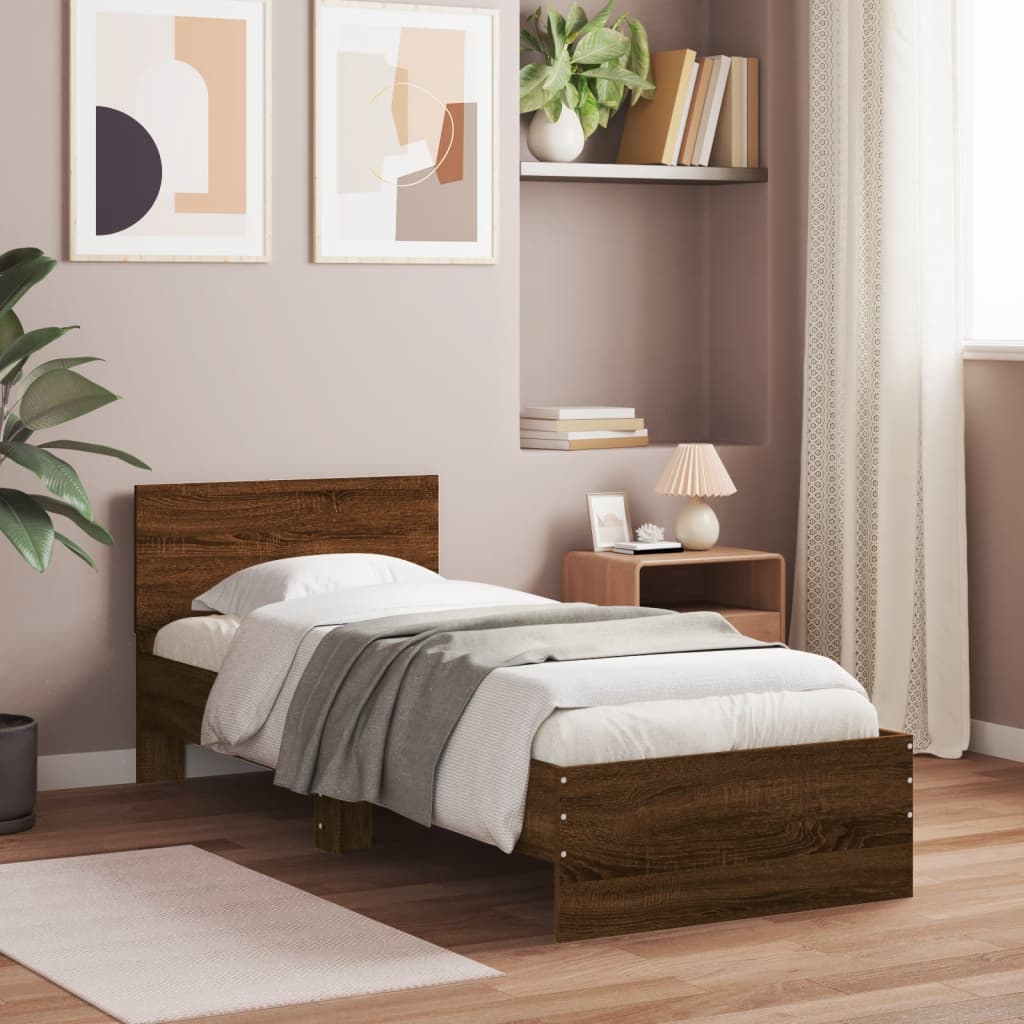 sengeramme m. sengegavl 90x200 cm uden madras brun egetræsfarve