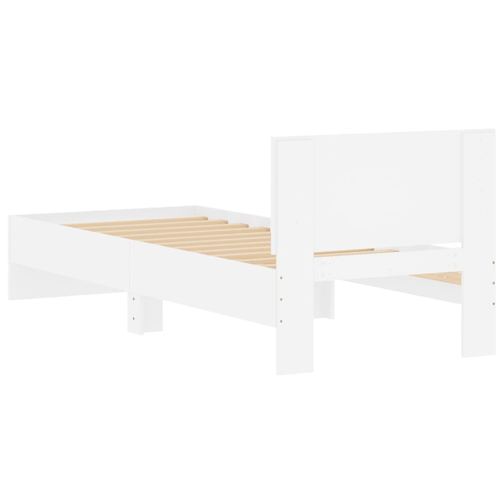 sengeramme med sengegavl 90x190 cm konstrueret træ hvid