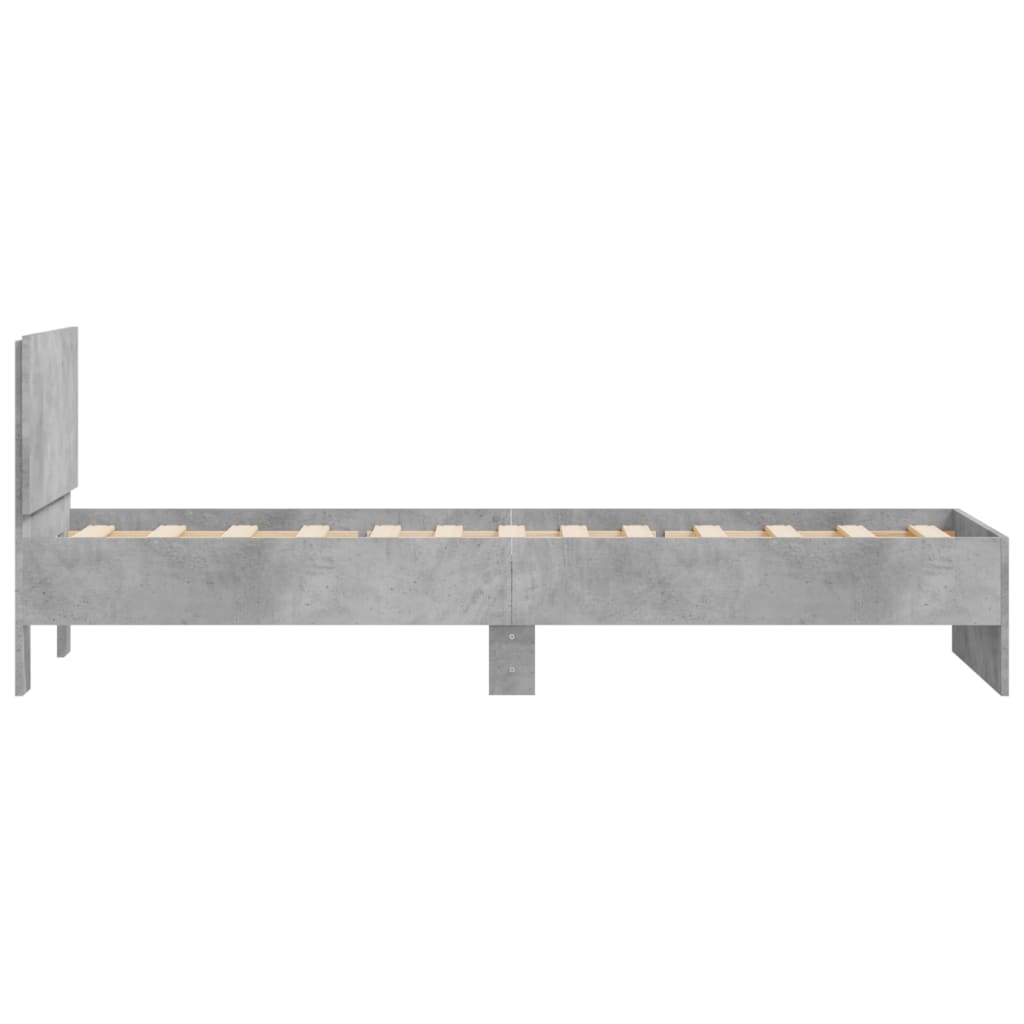 sengeramme med sengegavl 90x190 cm konstrueret træ betongrå