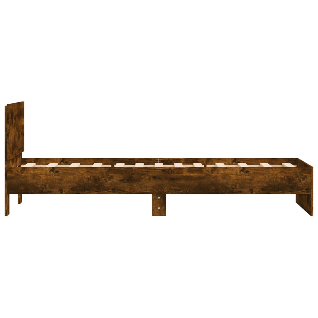 sengeramme med sengegavl 90x190 cm konstrueret træ røget eg