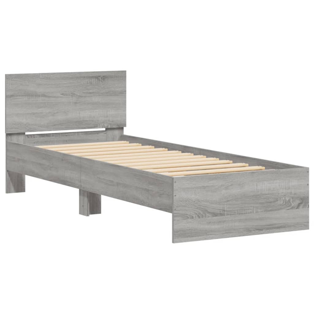 sengeramme m. sengegavl 90x190 cm konstrueret træ grå sonoma-eg