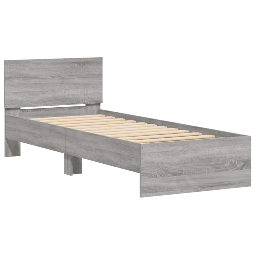 sengeramme m. sengegavl 75x190 cm konstrueret træ grå sonoma-eg