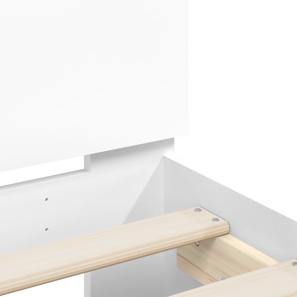 sengeramme med sengegavl og LED-lys 100x200 cm hvid