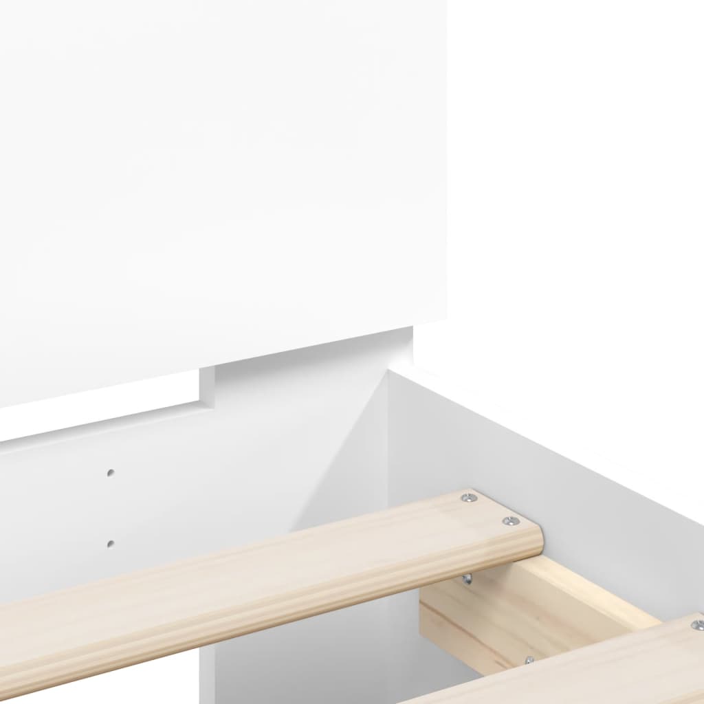 sengeramme med sengegavl og LED-lys 90x200 cm hvid
