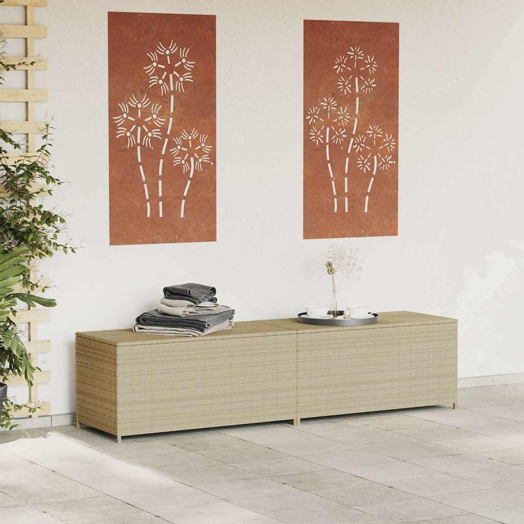 opbevaringsboks til haven 469 l polyrattan beige