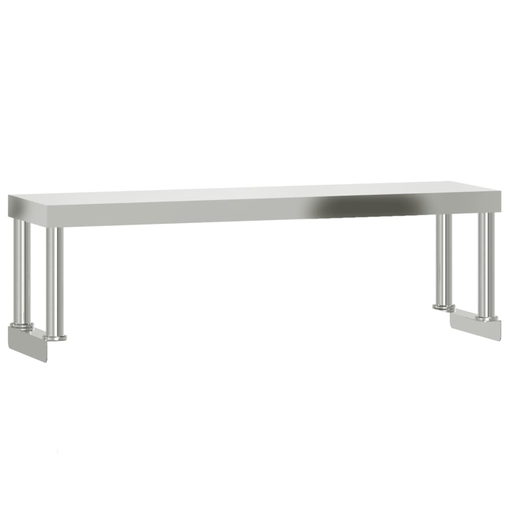 køkkenbord med tophylde 110x55x120 cm rustfrit stål