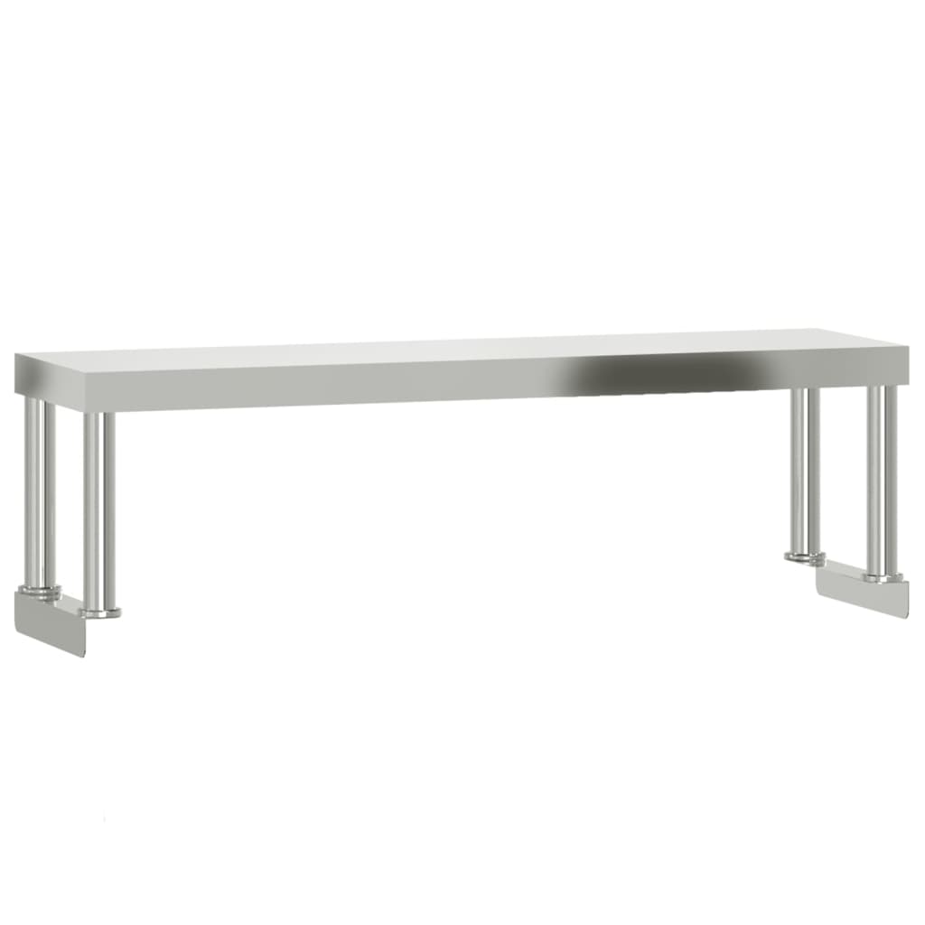 køkkenbord med tophylde 110x55x120 cm rustfrit stål