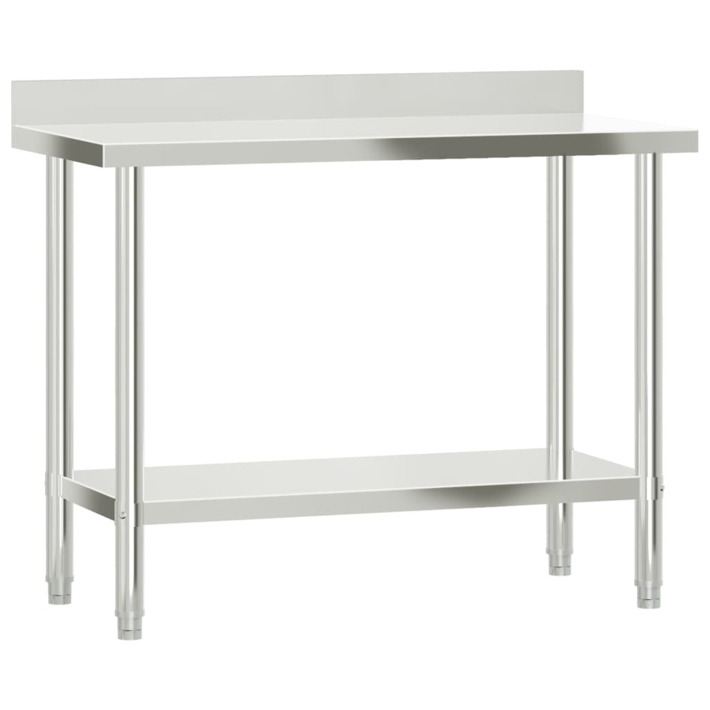 køkkenbord med tophylde 110x55x120 cm rustfrit stål